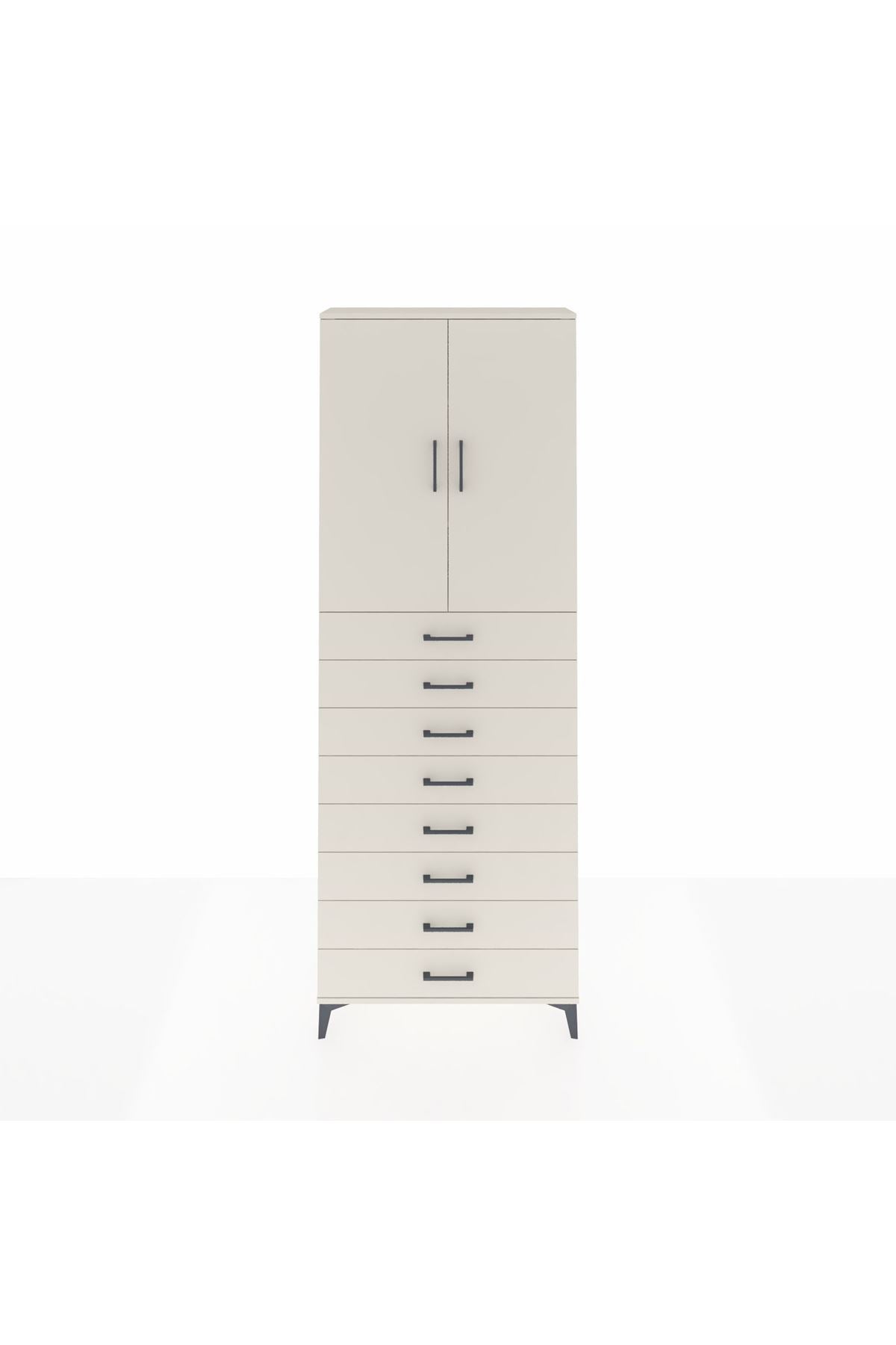 Arges Dolap 3 Raflı 8 Çekmeceli 2 Kapaklı 88x30x243 Aytaşı-Aytaşı