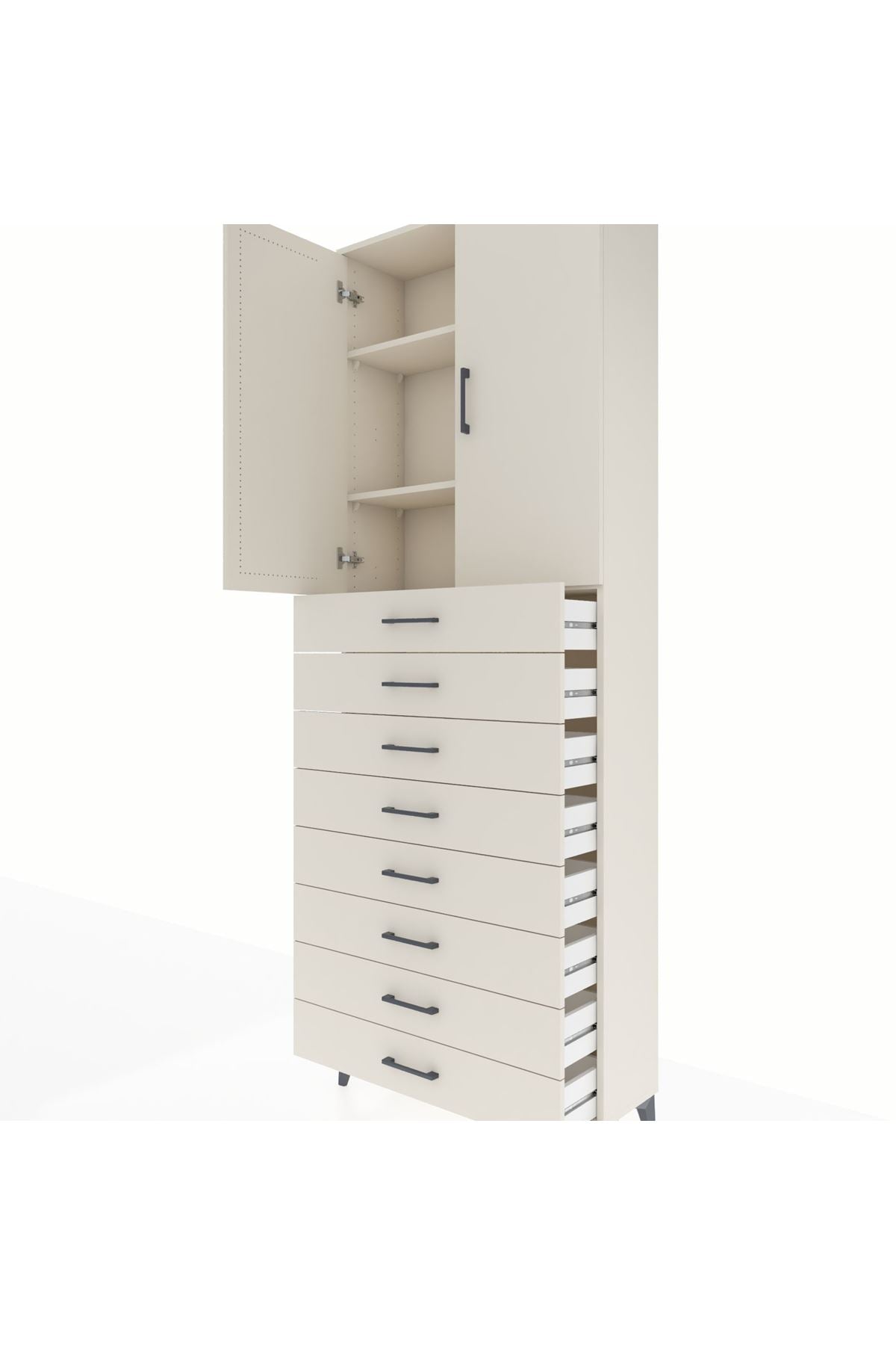 Arges Dolap 3 Raflı 8 Çekmeceli 2 Kapaklı 88x30x243 Aytaşı-Aytaşı