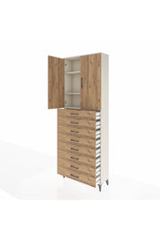 Arges Dolap 3 Raflı 8 Çekmeceli 2 Kapaklı 88x30x243 Aytaşı-Çam
