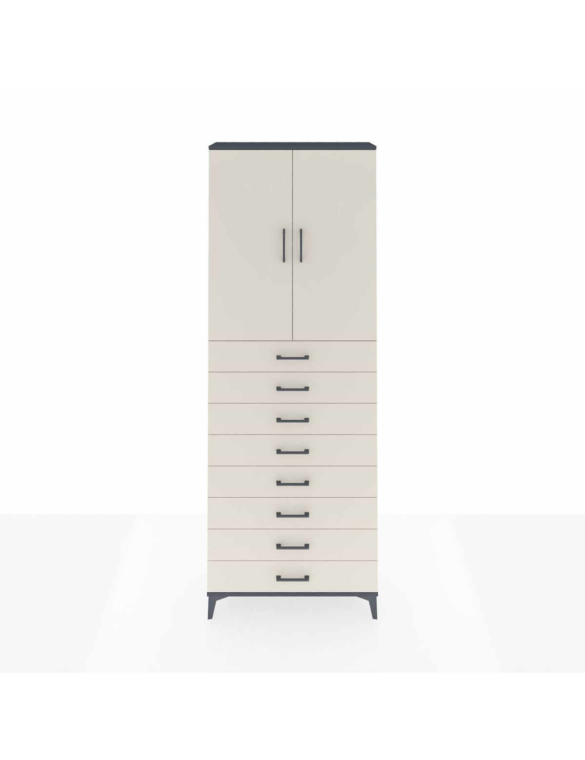 Arges Dolap 3 Raflı 8 Çekmeceli 2 Kapaklı 88x30x243 Antrasit-Aytaşı