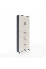 Arges Dolap 3 Raflı 8 Çekmeceli 2 Kapaklı 88x30x243 Antrasit-Aytaşı