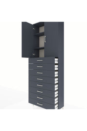 Arges Dolap 3 Raflı 8 Çekmeceli 2 Kapaklı 88x30x243 Antrasit-Antrasit