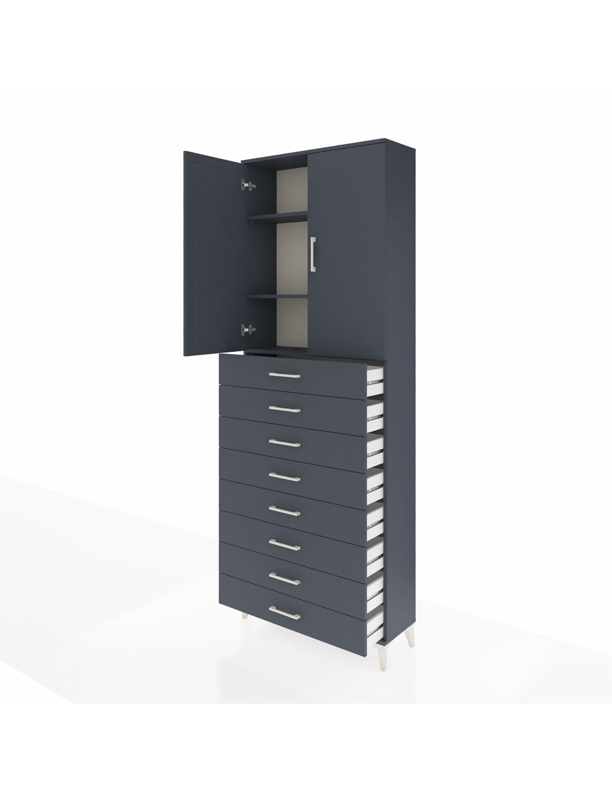 Arges Dolap 3 Raflı 8 Çekmeceli 2 Kapaklı 88x30x243 - S33M209V5A