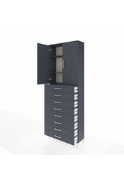 Arges Dolap 3 Raflı 8 Çekmeceli 2 Kapaklı 88x30x243 Antrasit-Antrasit