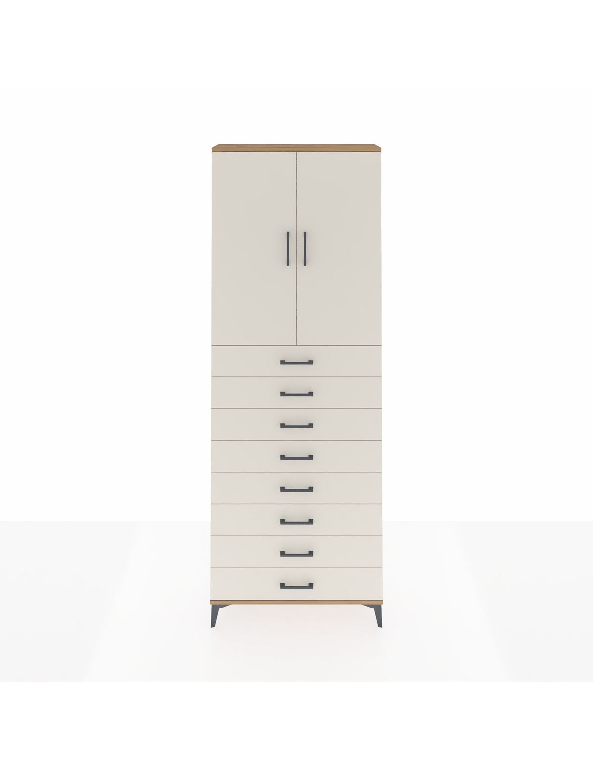 Arges Dolap 3 Raflı 8 Çekmeceli 2 Kapaklı 88x30x243 Çam-Aytaşı