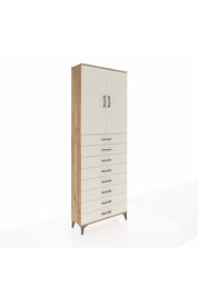 Arges Dolap 3 Raflı 8 Çekmeceli 2 Kapaklı 88x30x243 Çam-Aytaşı
