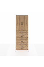 Arges Dolap 3 Raflı 8 Çekmeceli 2 Kapaklı 88x30x243 Çam-Çam