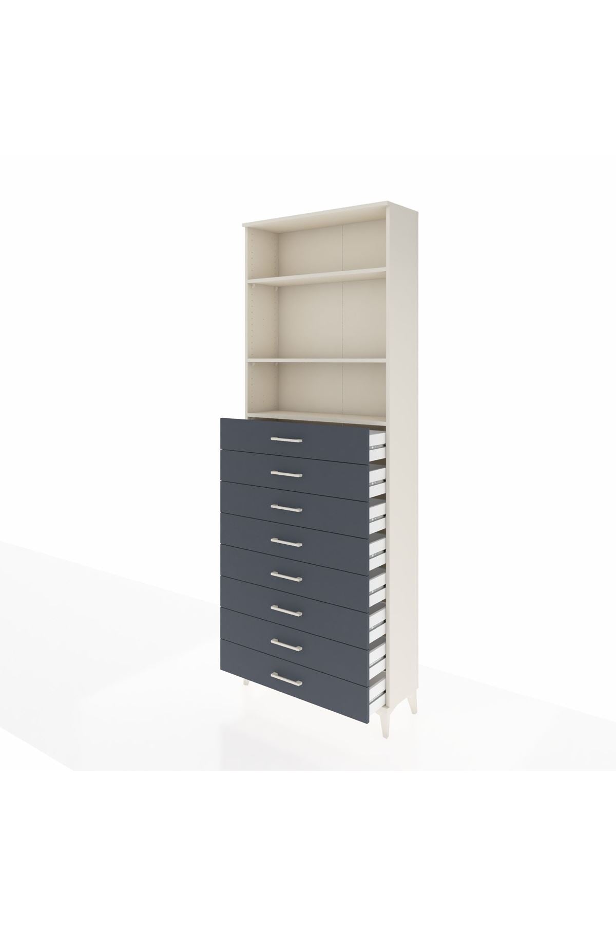 Arges Dolap 3 Raflı 8 Çekmeceli 88x30x243 Aytaşı-Antrasit