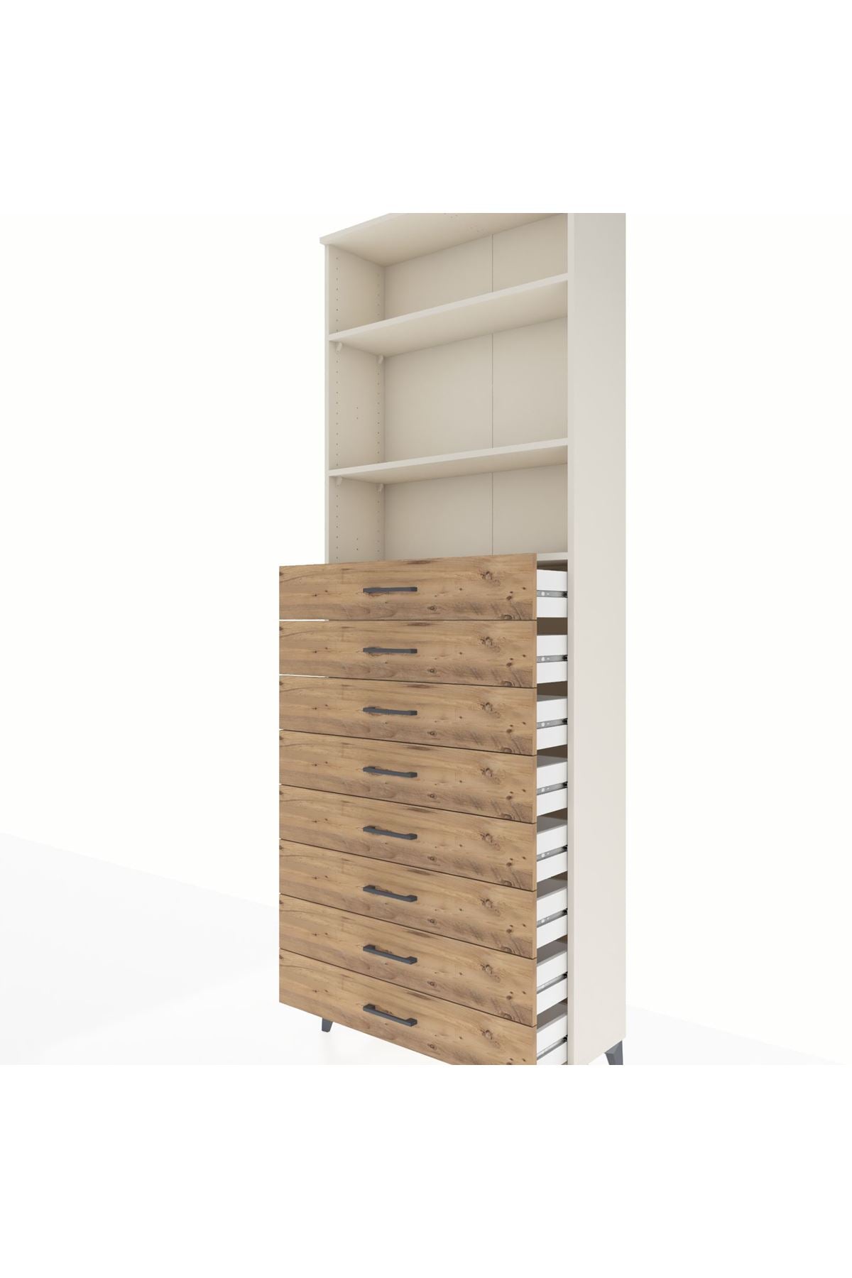 Arges Dolap 3 Raflı 8 Çekmeceli 88x30x243 - S33M210V3A