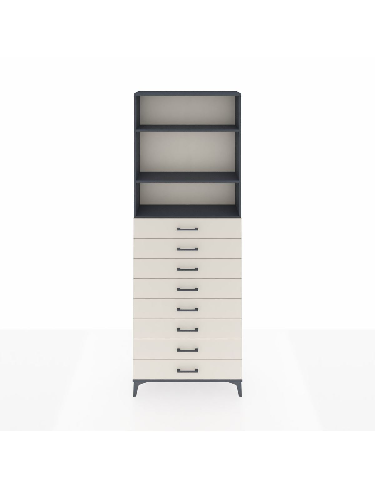 Arges Dolap 3 Raflı 8 Çekmeceli 88x30x243 Antrasit-Aytaşı