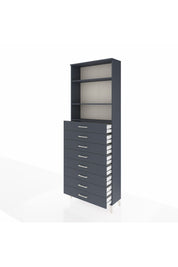 Arges Dolap 3 Raflı 8 Çekmeceli 88x30x243 Antrasit-Antrasit