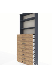 Arges Dolap 3 Raflı 8 Çekmeceli 88x30x243 Antrasit-Çam