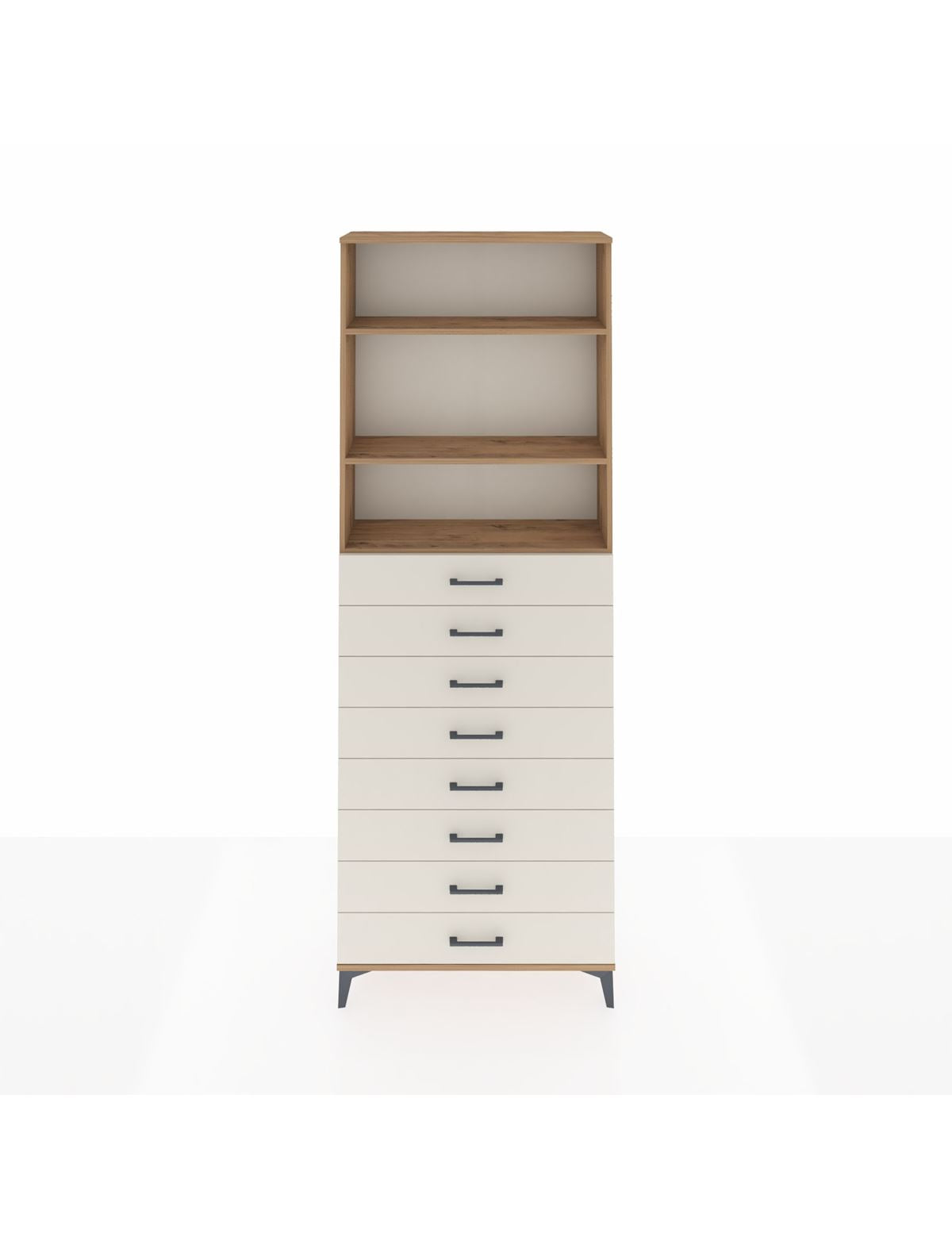 Arges Dolap 3 Raflı 8 Çekmeceli 88x30x243 Çam-Aytaşı