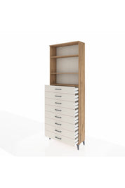 Arges Dolap 3 Raflı 8 Çekmeceli 88x30x243 Çam-Aytaşı