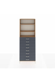 Arges Dolap 3 Raflı 8 Çekmeceli 88x30x243 Çam-Antrasit