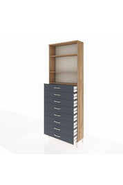 Arges Dolap 3 Raflı 8 Çekmeceli 88x30x243 Çam-Antrasit