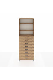 Arges Dolap 3 Raflı 8 Çekmeceli 88x30x243 Çam-Çam