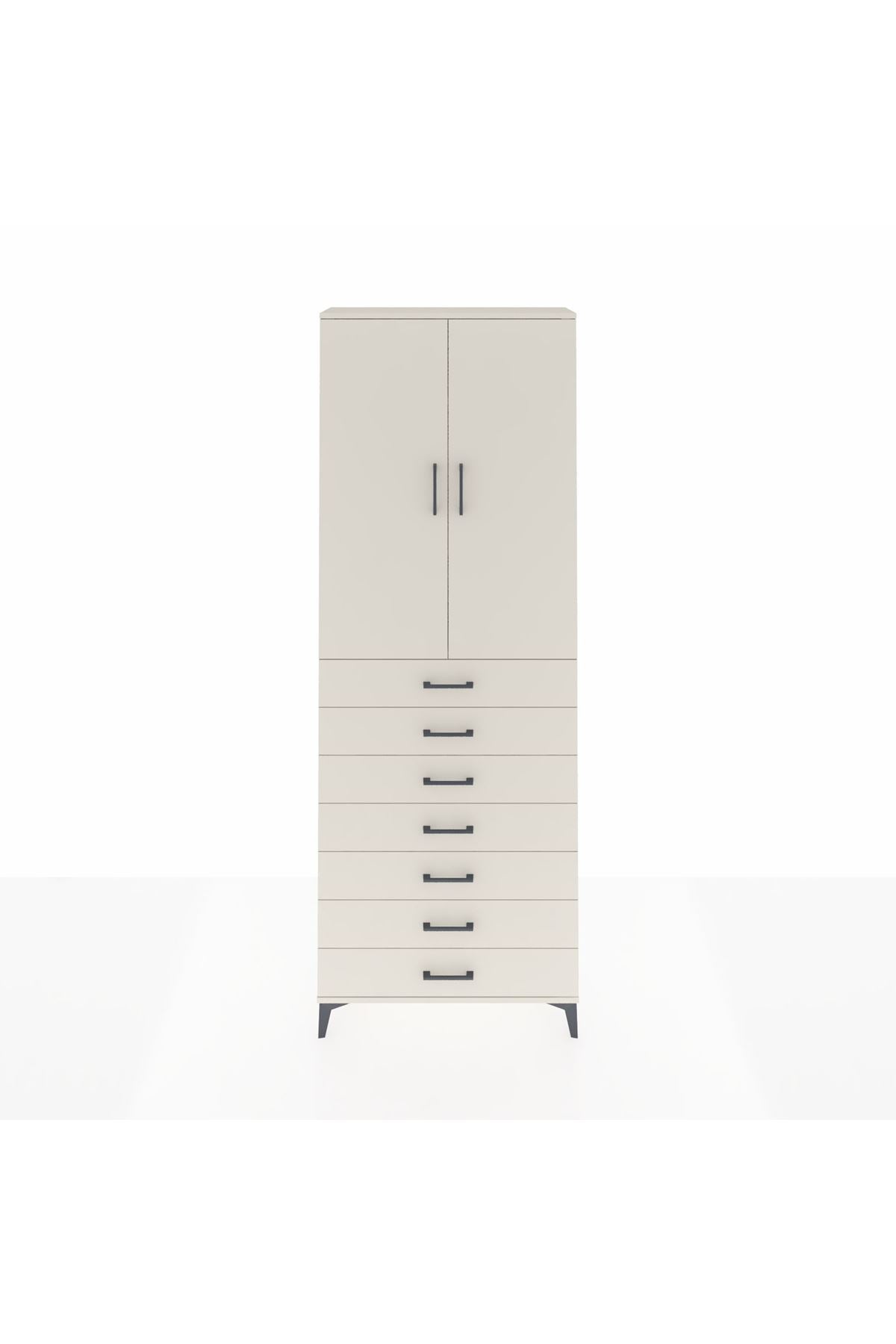 Arges Dolap 3 Raflı 7 Çekmeceli 2 Kapaklı 88x30x243 Aytaşı-Aytaşı