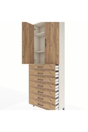 Arges Dolap 3 Raflı 7 Çekmeceli 2 Kapaklı 88x30x243 Aytaşı-Çam