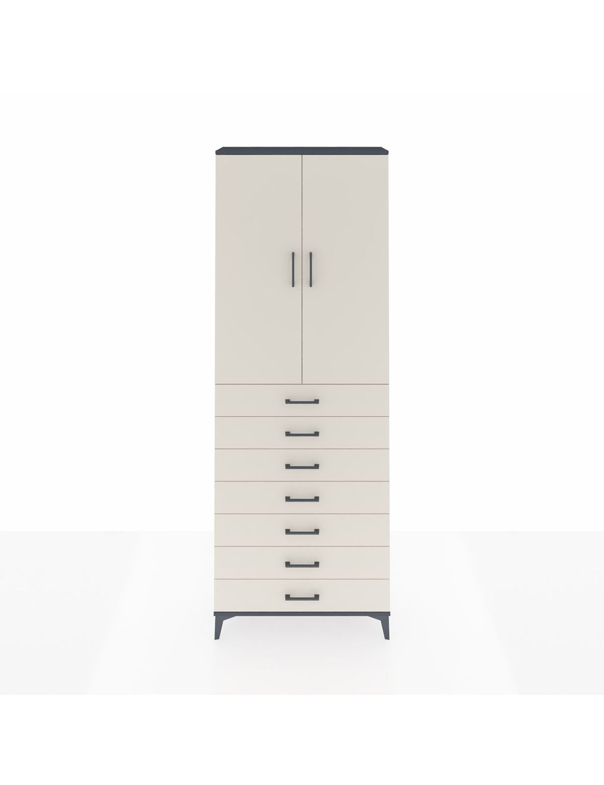 Arges Dolap 3 Raflı 7 Çekmeceli 2 Kapaklı 88x30x243 Antrasit-Aytaşı