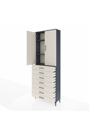 Arges Dolap 3 Raflı 7 Çekmeceli 2 Kapaklı 88x30x243 Antrasit-Aytaşı