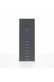 Arges Dolap 3 Raflı 7 Çekmeceli 2 Kapaklı 88x30x243 Antrasit-Antrasit