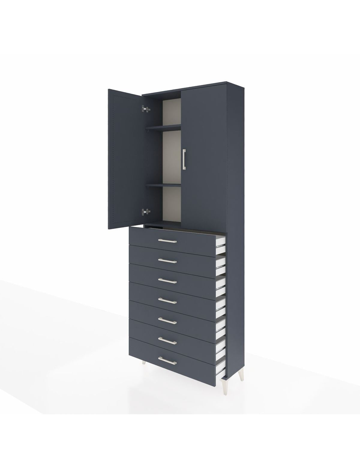 Arges Dolap 3 Raflı 7 Çekmeceli 2 Kapaklı 88x30x243 - S33M211V5A