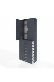 Arges Dolap 3 Raflı 7 Çekmeceli 2 Kapaklı 88x30x243 Antrasit-Antrasit