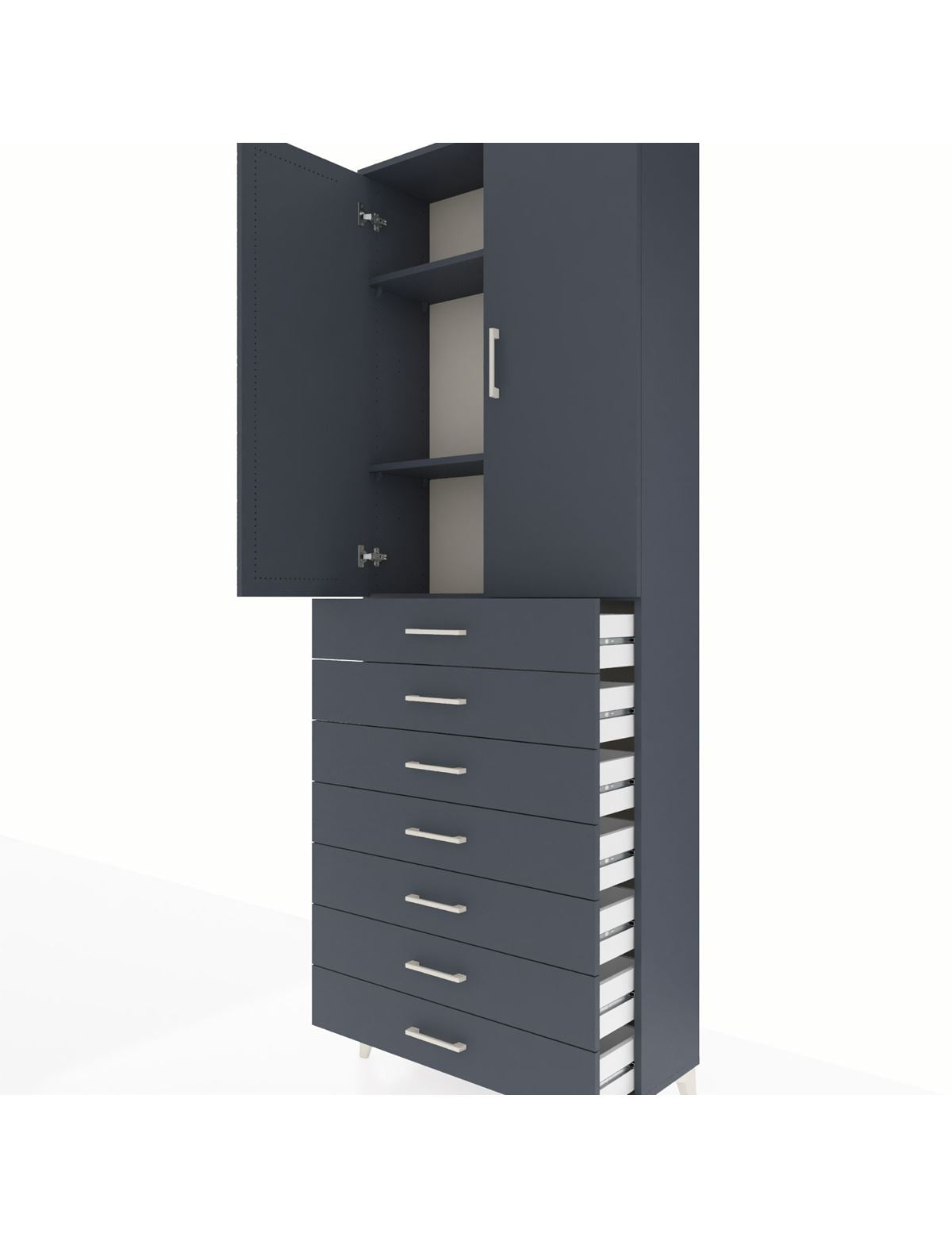 Arges Dolap 3 Raflı 7 Çekmeceli 2 Kapaklı 88x30x243 - S33M211V5A
