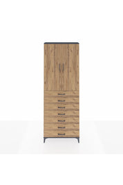 Arges Dolap 3 Raflı 7 Çekmeceli 2 Kapaklı 88x30x243 Antrasit-Çam