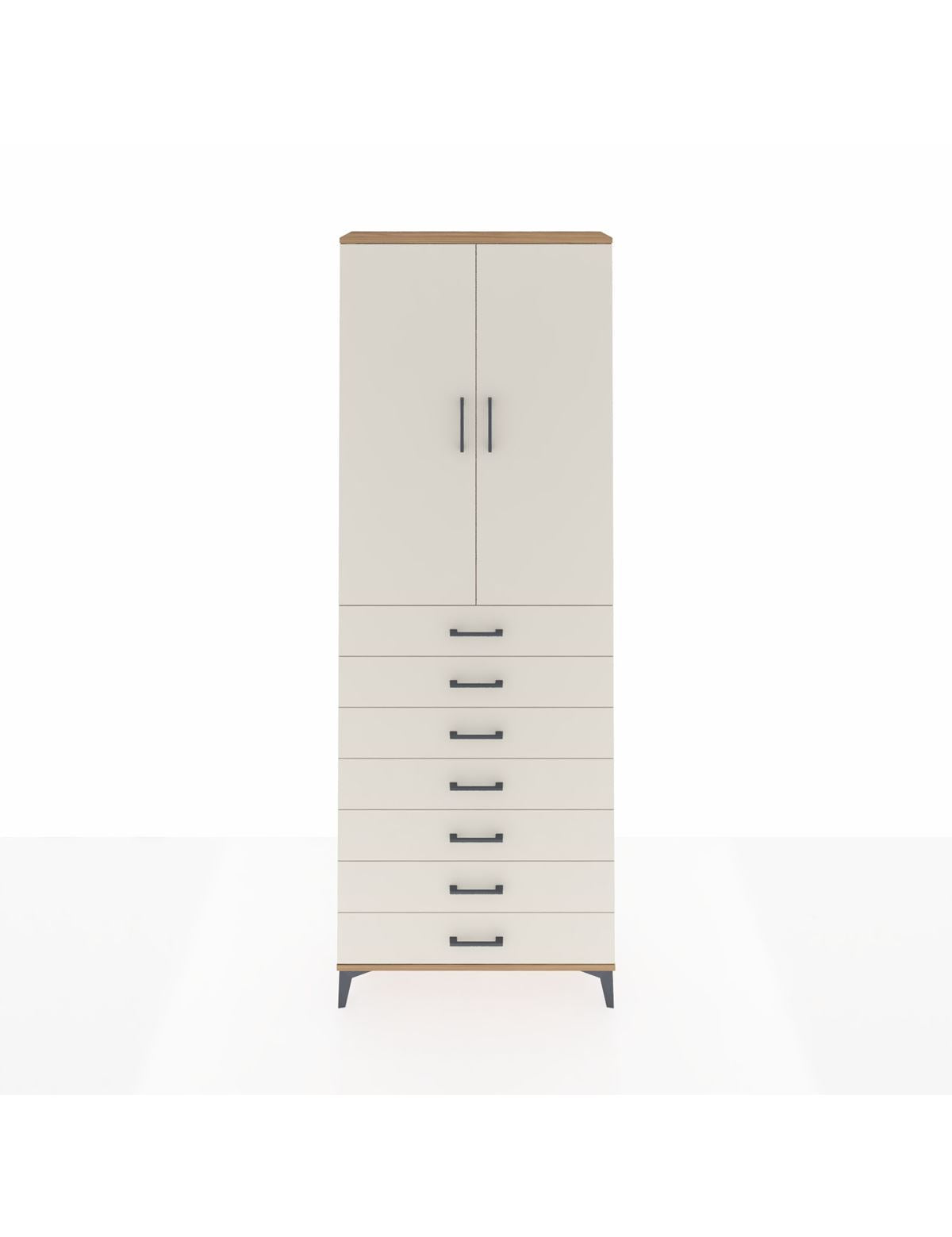 Arges Dolap 3 Raflı 7 Çekmeceli 2 Kapaklı 88x30x243 Çam-Aytaşı