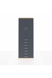 Arges Dolap 3 Raflı 7 Çekmeceli 2 Kapaklı 88x30x243 Çam-Antrasit