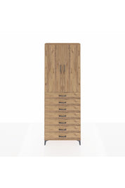 Arges Dolap 3 Raflı 7 Çekmeceli 2 Kapaklı 88x30x243 Çam-Çam