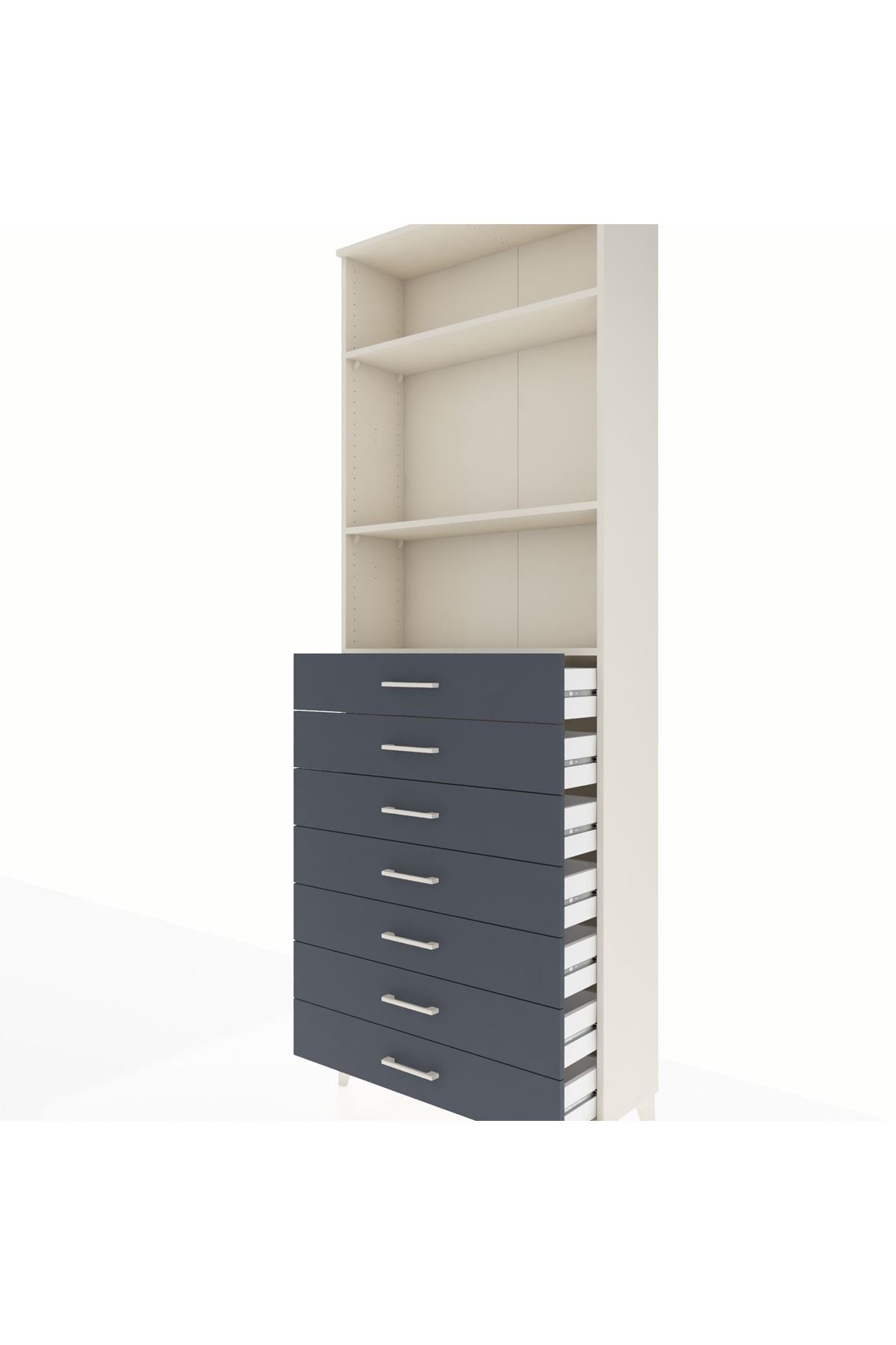 Arges Dolap 3 Raflı 7 Çekmeceli 88x30x243 Aytaşı-Antrasit