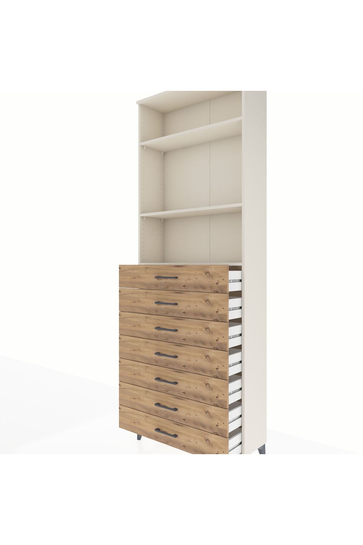 Arges Dolap 3 Raflı 7 Çekmeceli 88x30x243 Aytaşı-Çam