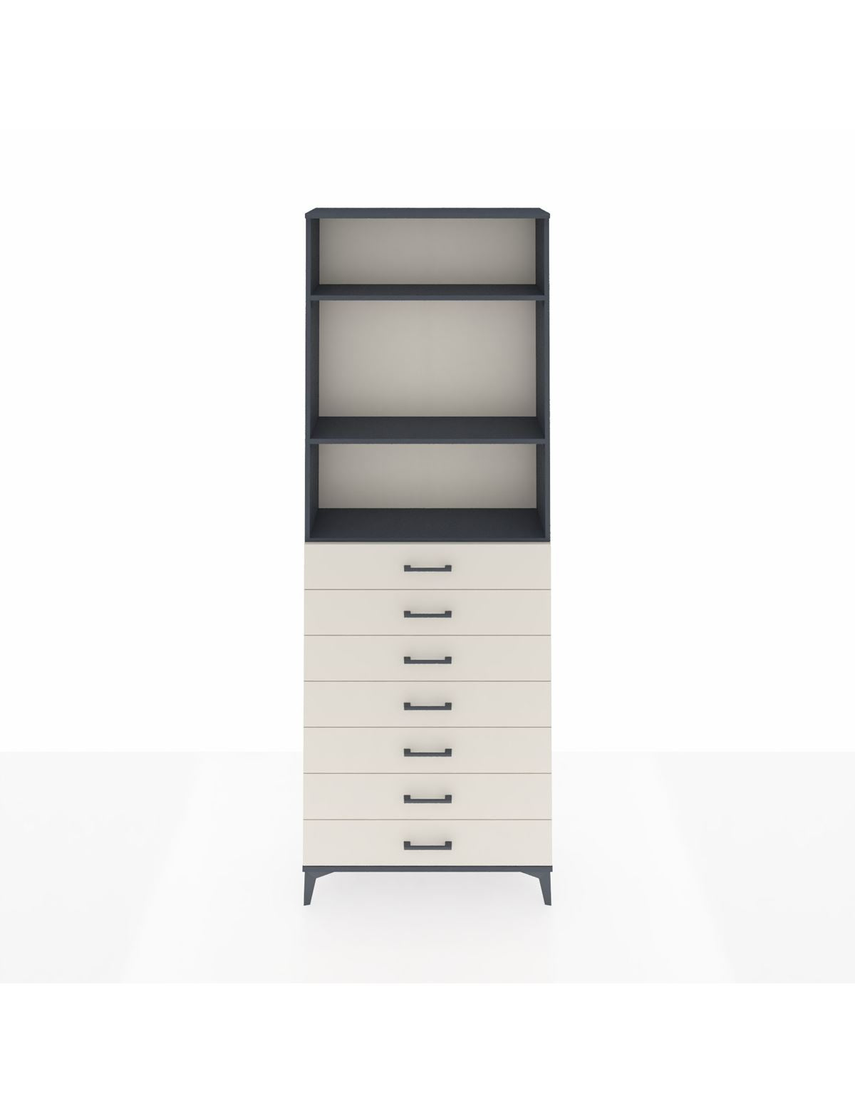 Arges Dolap 3 Raflı 7 Çekmeceli 88x30x243 Antrasit-Aytaşı