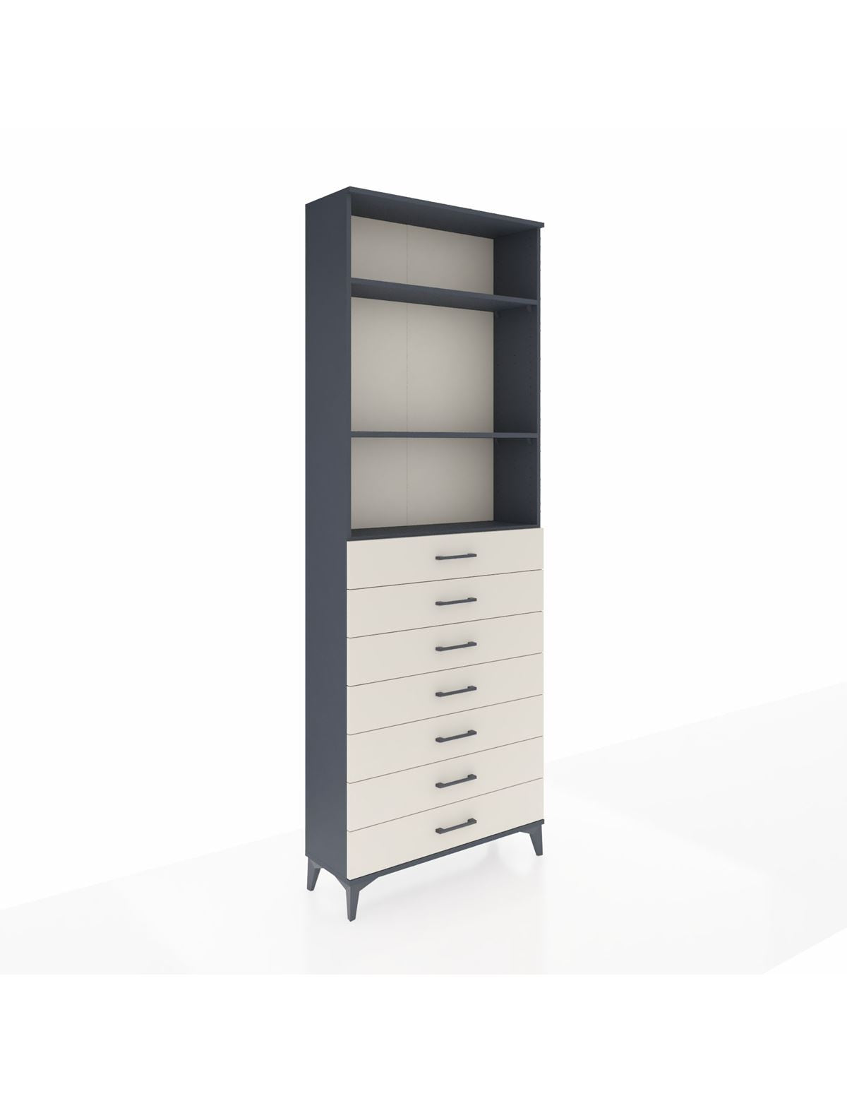 Arges Dolap 3 Raflı 7 Çekmeceli 88x30x243 Antrasit-Aytaşı