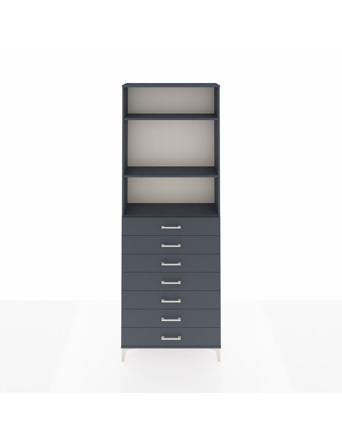 Arges Dolap 3 Raflı 7 Çekmeceli 88x30x243 Antrasit-Antrasit