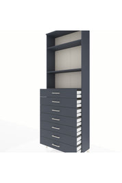 Arges Dolap 3 Raflı 7 Çekmeceli 88x30x243 Antrasit-Antrasit