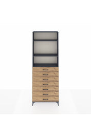 Arges Dolap 3 Raflı 7 Çekmeceli 88x30x243 Antrasit-Çam