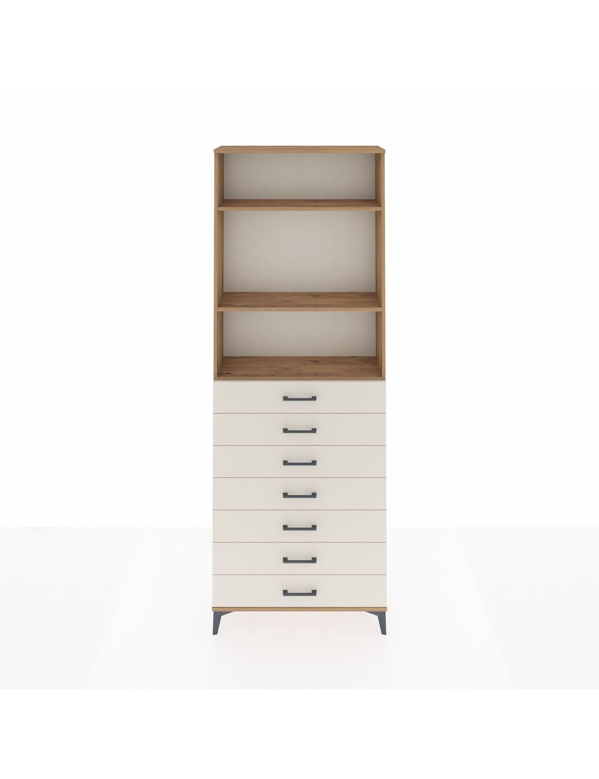 Arges Dolap 3 Raflı 7 Çekmeceli 88x30x243 Çam-Aytaşı