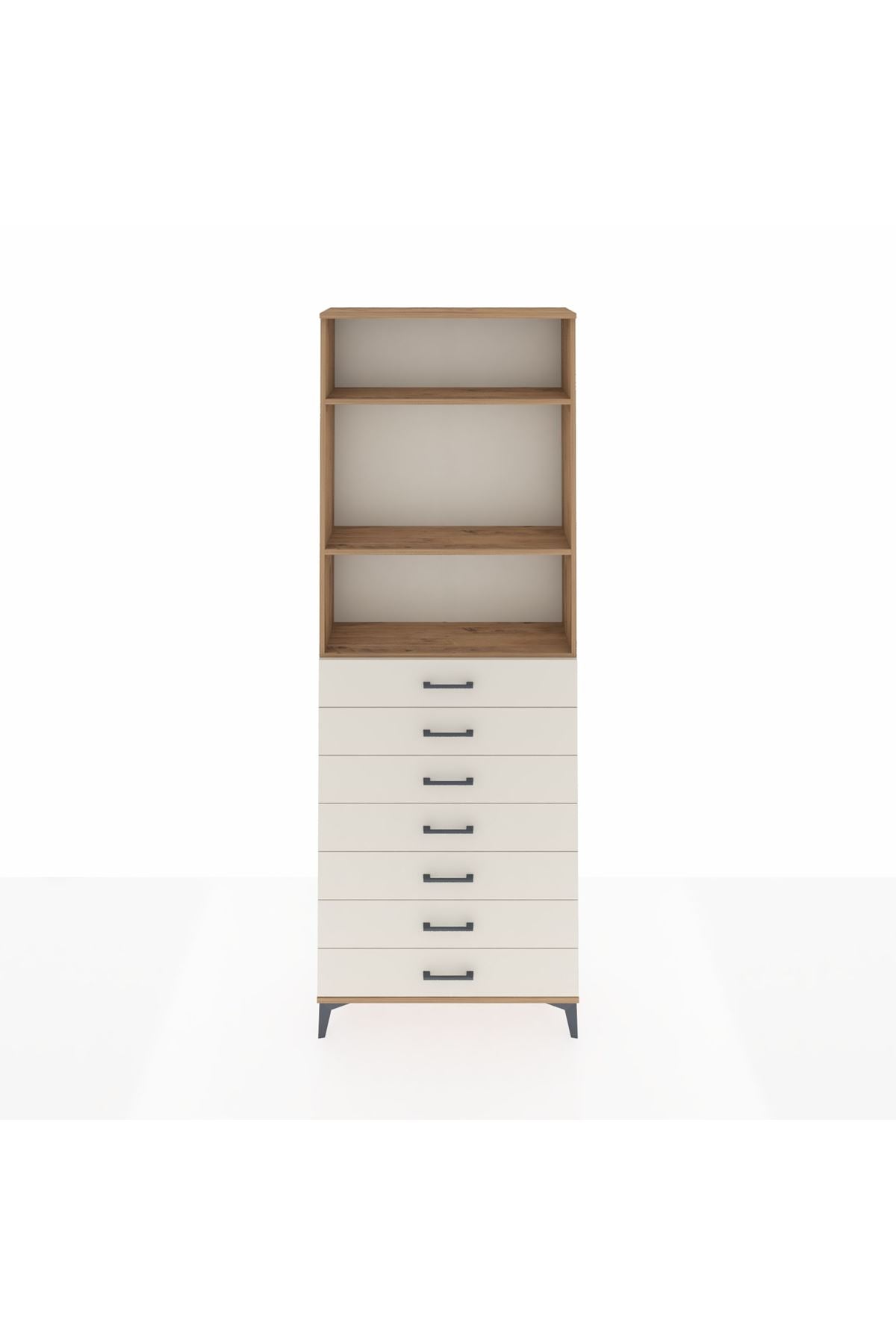 Arges Dolap 3 Raflı 7 Çekmeceli 88x30x243 Çam-Aytaşı