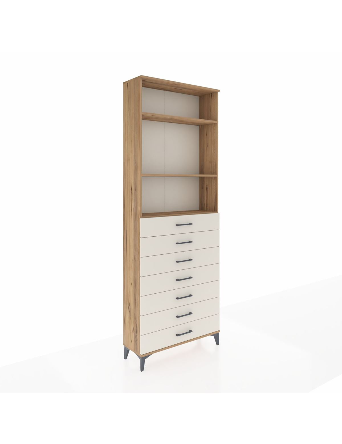 Arges Dolap 3 Raflı 7 Çekmeceli 88x30x243 Çam-Aytaşı