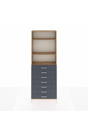 Arges Dolap 3 Raflı 7 Çekmeceli 88x30x243 Çam-Antrasit