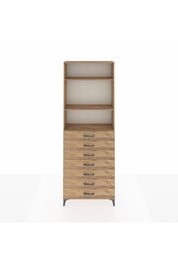 Arges Dolap 3 Raflı 7 Çekmeceli 88x30x243 Çam-Çam