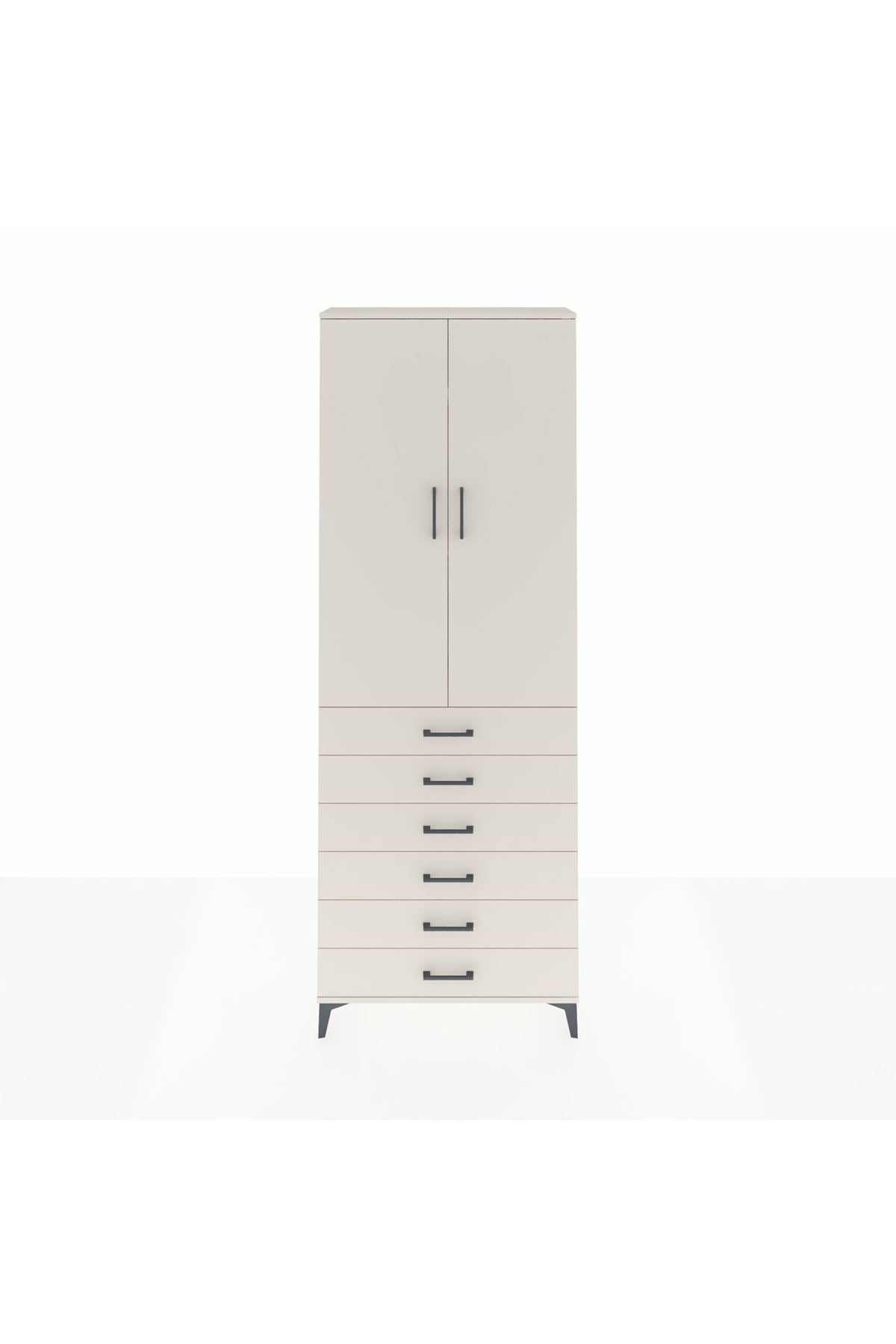 Arges Dolap 3 Raflı 6 Çekmeceli 2 Kapaklı 88x30x243 Aytaşı-Aytaşı