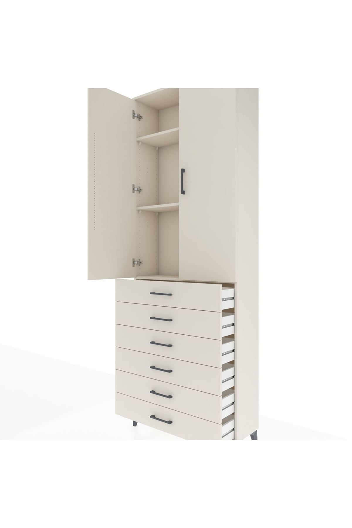 Arges Dolap 3 Raflı 6 Çekmeceli 2 Kapaklı 88x30x243 Aytaşı-Aytaşı