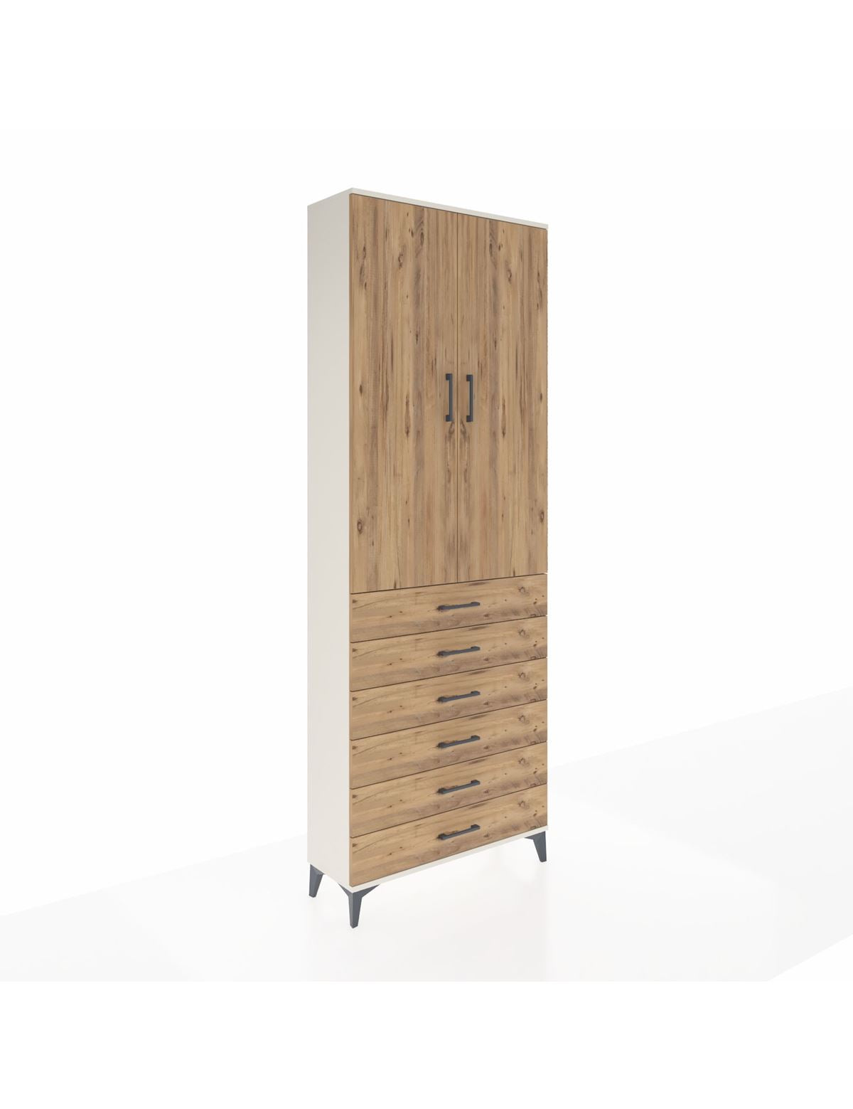 Arges Dolap 3 Raflı 6 Çekmeceli 2 Kapaklı 88x30x243 Aytaşı-Çam