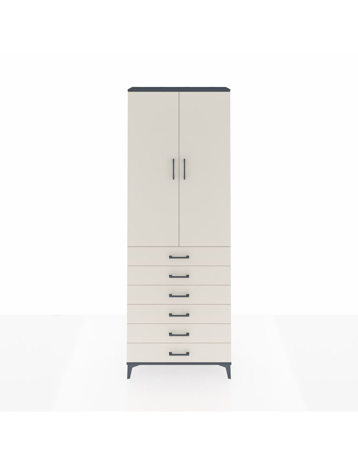 Arges Dolap 3 Raflı 6 Çekmeceli 2 Kapaklı 88x30x243 Antrasit-Aytaşı