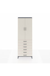 Arges Dolap 3 Raflı 6 Çekmeceli 2 Kapaklı 88x30x243 Antrasit-Aytaşı